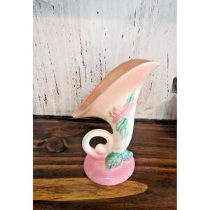 VTG Pink MCM Hull Potter USA Art‎ W-12 Wildflower Vase Glossy - 5 1/2" - 40s 50s